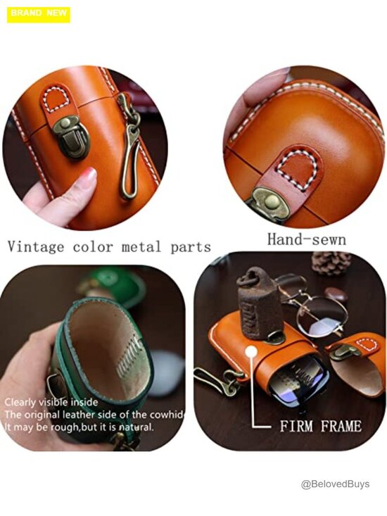 Handmade Cowhide Leather Eyeglass Case Hard Shell Retro Men Women Sunglasses main image 4